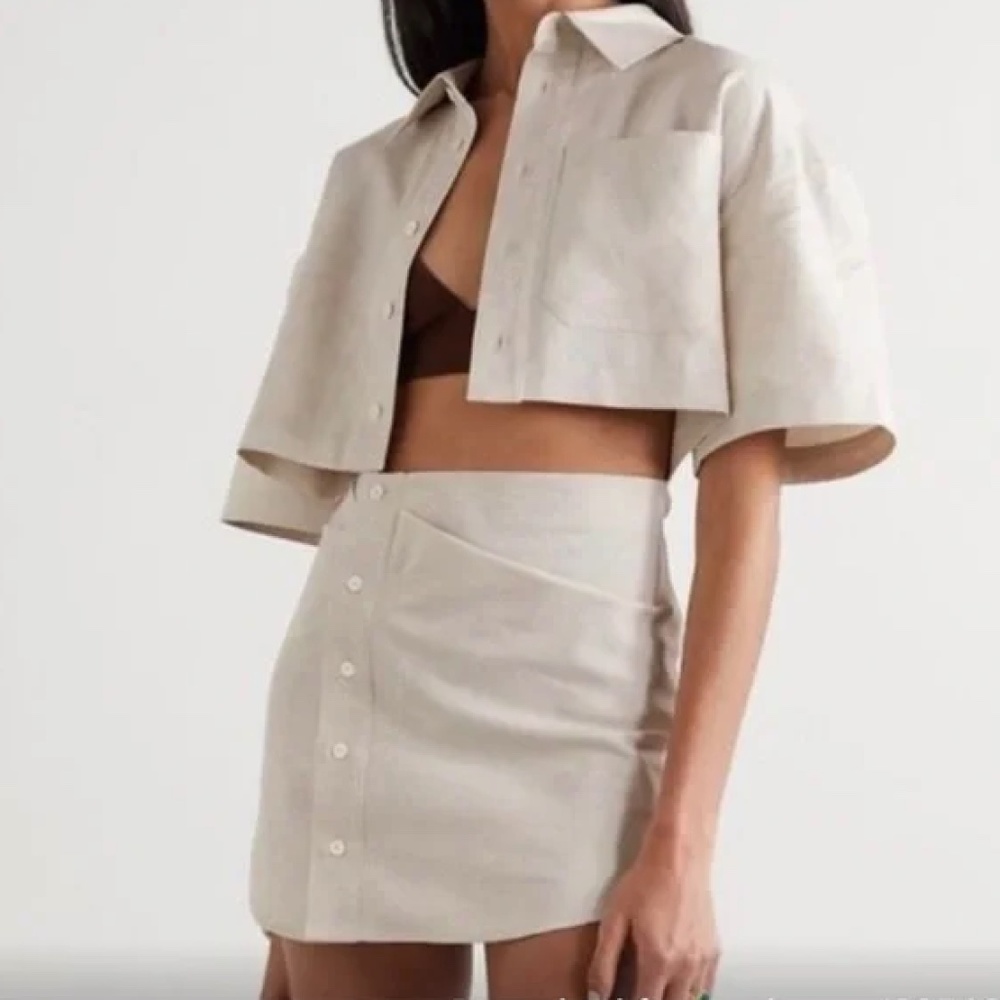 Jacquemus La Robe Arlen Linen Dress Beige XS 0 2